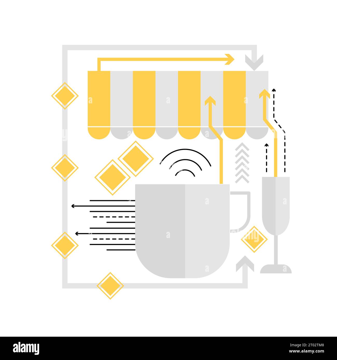 Café dans la ville intelligente. Services intelligents dans l'illustration d'icône graphique de ville innovante Illustration de Vecteur