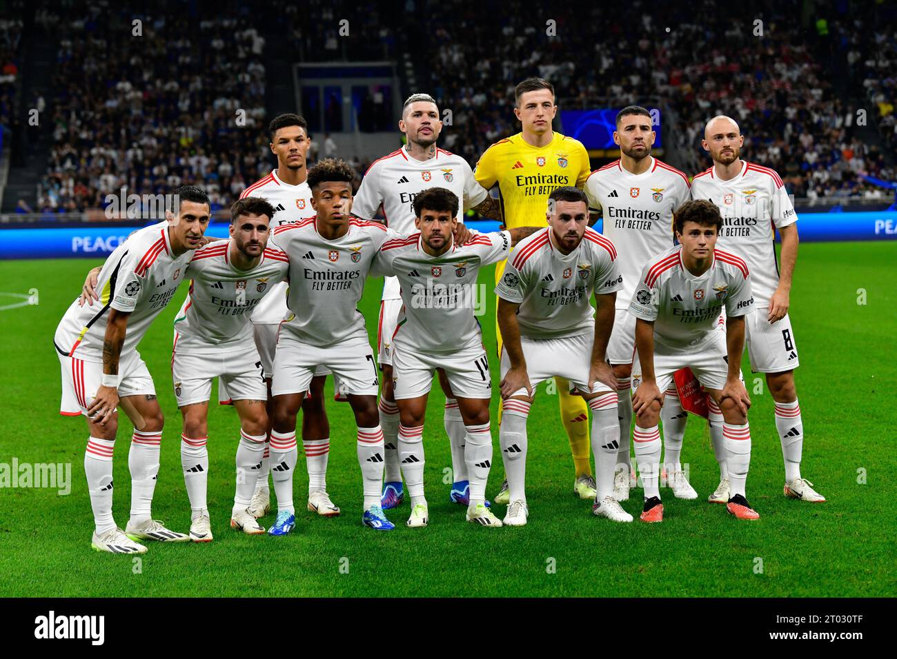 Milan, Italie. 03 octobre 2023. Le départ-11 de Benfica pour le match de l'UEFA Champions League entre l'Inter et Benfica à Giuseppe Meazza à Milan. (Crédit photo : Gonzales photo/Alamy Live News Banque D'Images