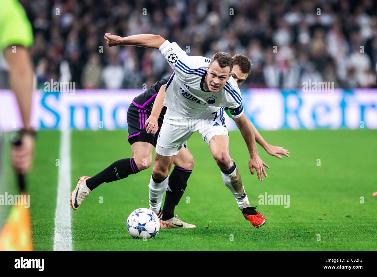 Copenhague, Danemark. 03 octobre 2023. Viktor Claesson (7) du FC Copenhague vu lors du match de l'UEFA Champions League entre le FC Copenhague et le Bayern Munich au Parken à Copenhague. (Crédit photo : Gonzales photo/Alamy Live News Banque D'Images