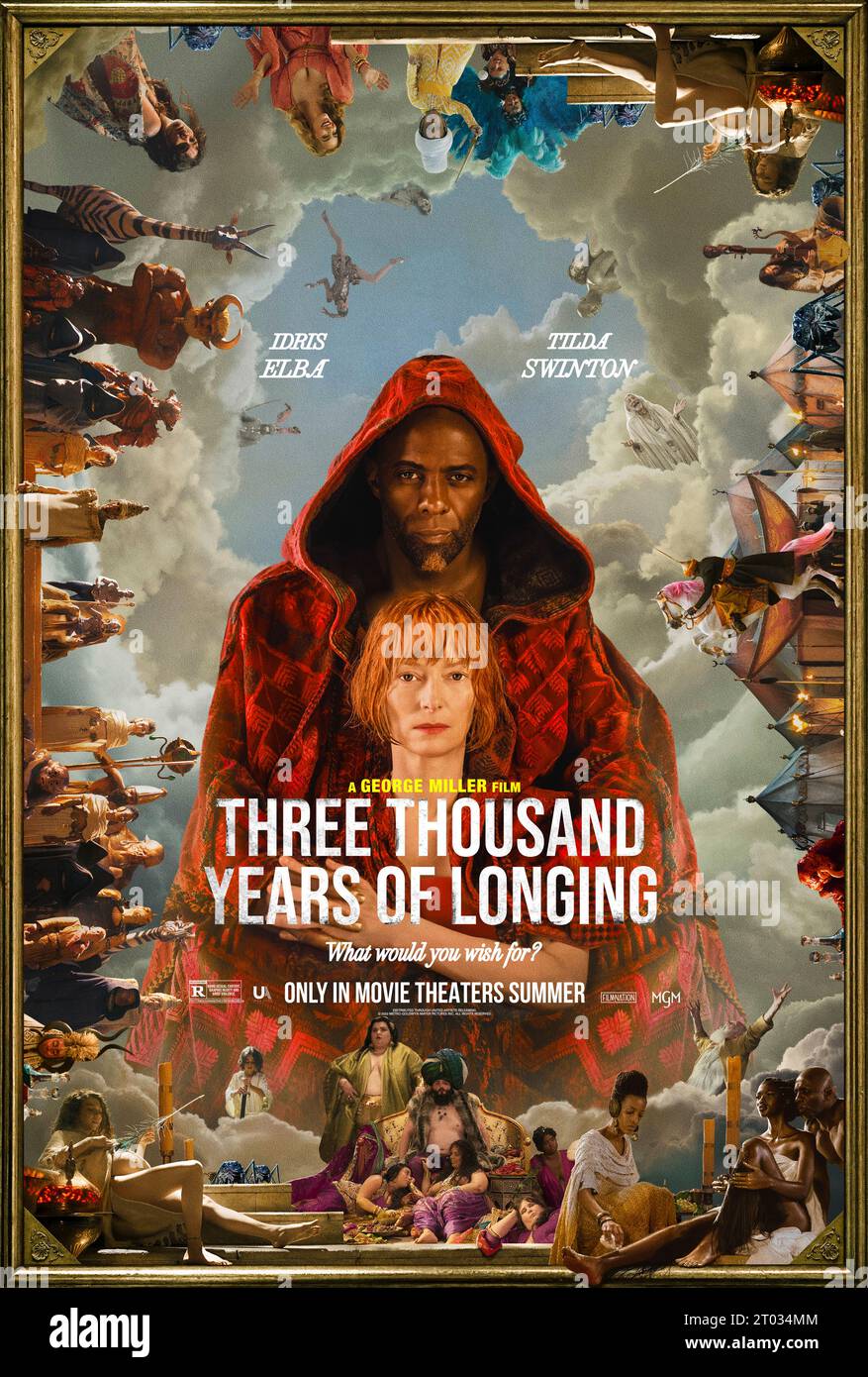 Three Thousand Years of Longing (2022) réalisé par George Miller et mettant en vedette Tilda Swinton, Idris Elba et Erdil Yasaroglu. Un érudit solitaire, en voyage à Istanbul, découvre un Djinn qui lui offre trois vœux en échange de sa liberté. Banque D'Images