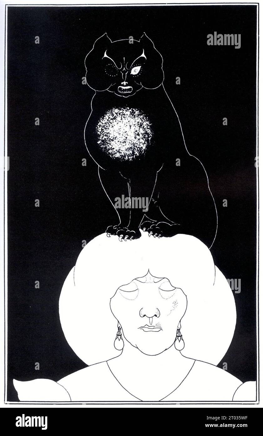 Le chat noir, 1894, par Aubrey Beardsley Banque D'Images