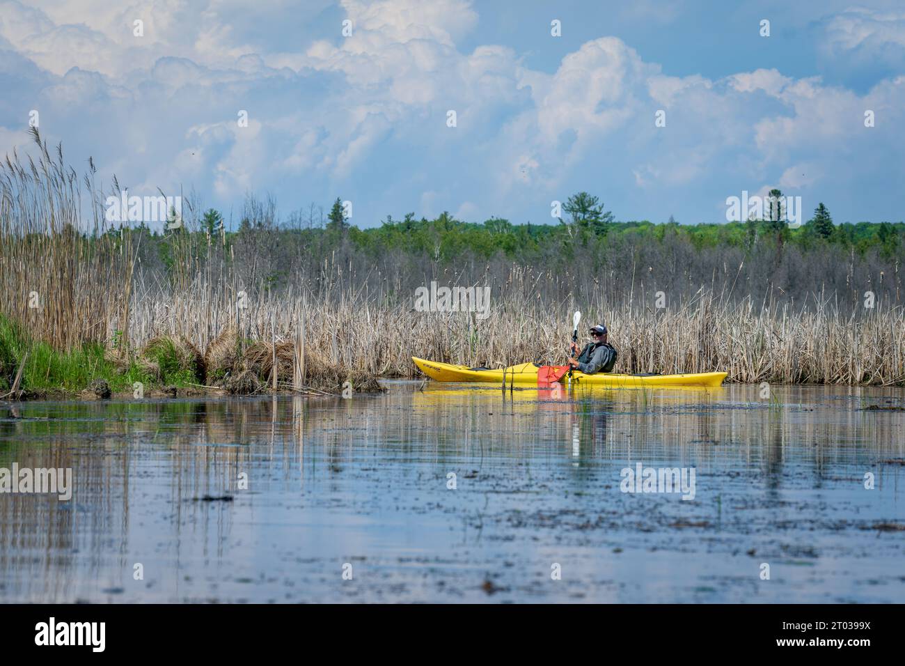 Une des choses que j'aime faire pour les loisirs de plein air dans le comté de Door est le kayak dans les nombreux ruisseaux et lacs intérieurs là-bas, ainsi que le lac Michigan. Banque D'Images