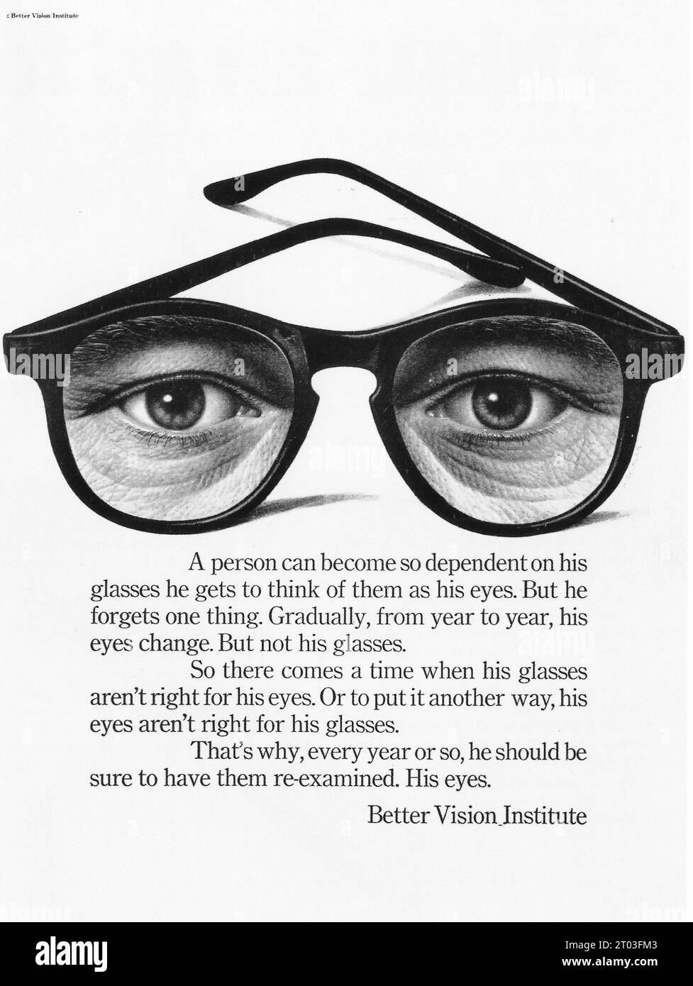 Publicité pour Better Vision Institute de 1966 Banque D'Images