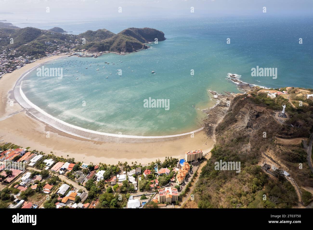 Port dans la ville de San Juan Del sur drone aérien ci-dessus vue Banque D'Images