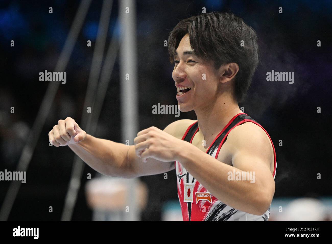 Anvers, Belgique. 3 octobre 2023. Kazuki Minami (JPN), 3 octobre 2023 - gymnastique artistique : Championnats du monde de gymnastique artistique 2023, équipe masculine finale au Sportpaleis Antwerpen à Anvers, Belgique. Crédit : MATSUO.K/AFLO SPORT/Alamy Live News Banque D'Images