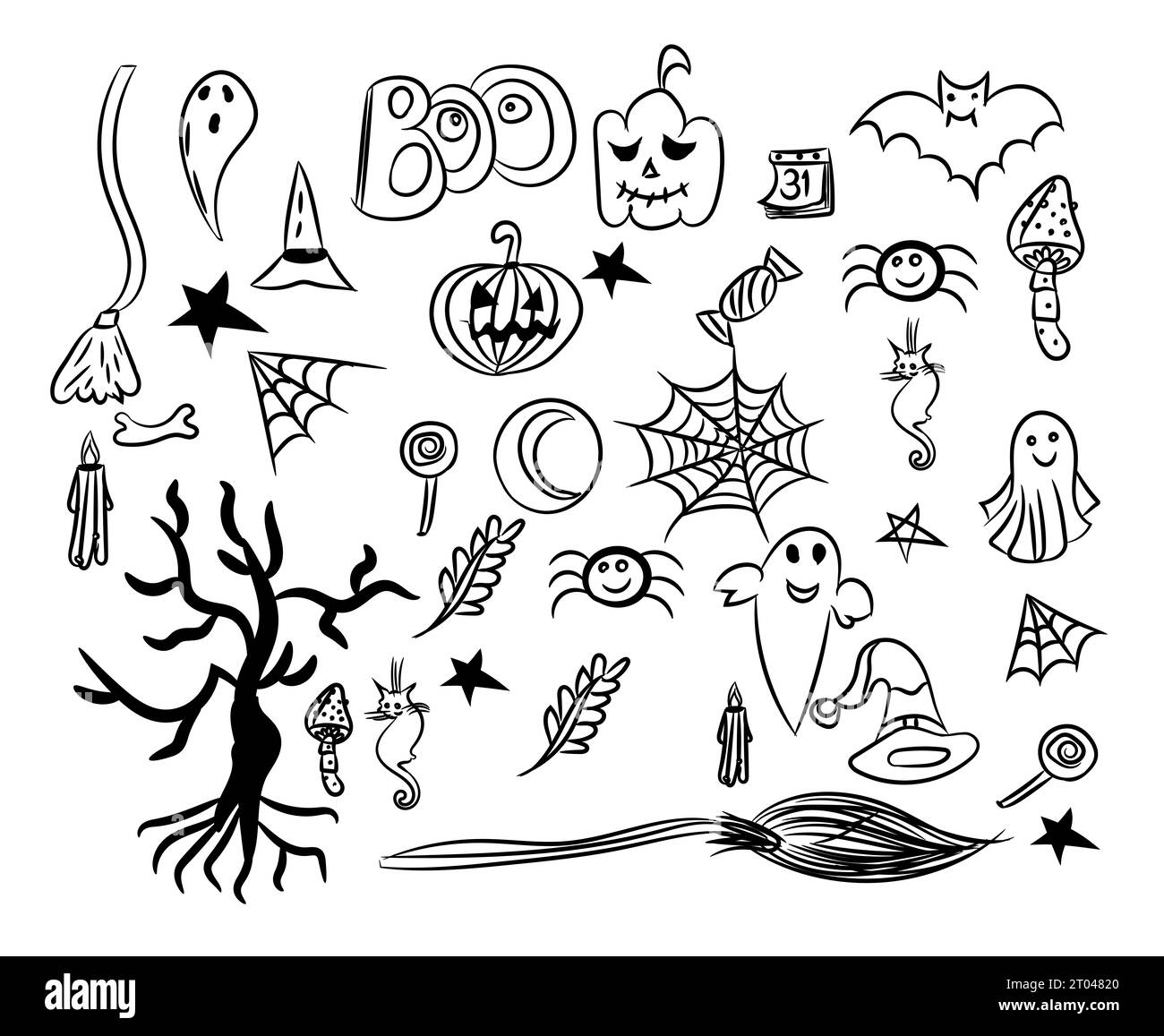 Halloween design. Vous pouvez utiliser pour colorier des pages, t-shirt, cartes Halloweens etc Banque D'Images