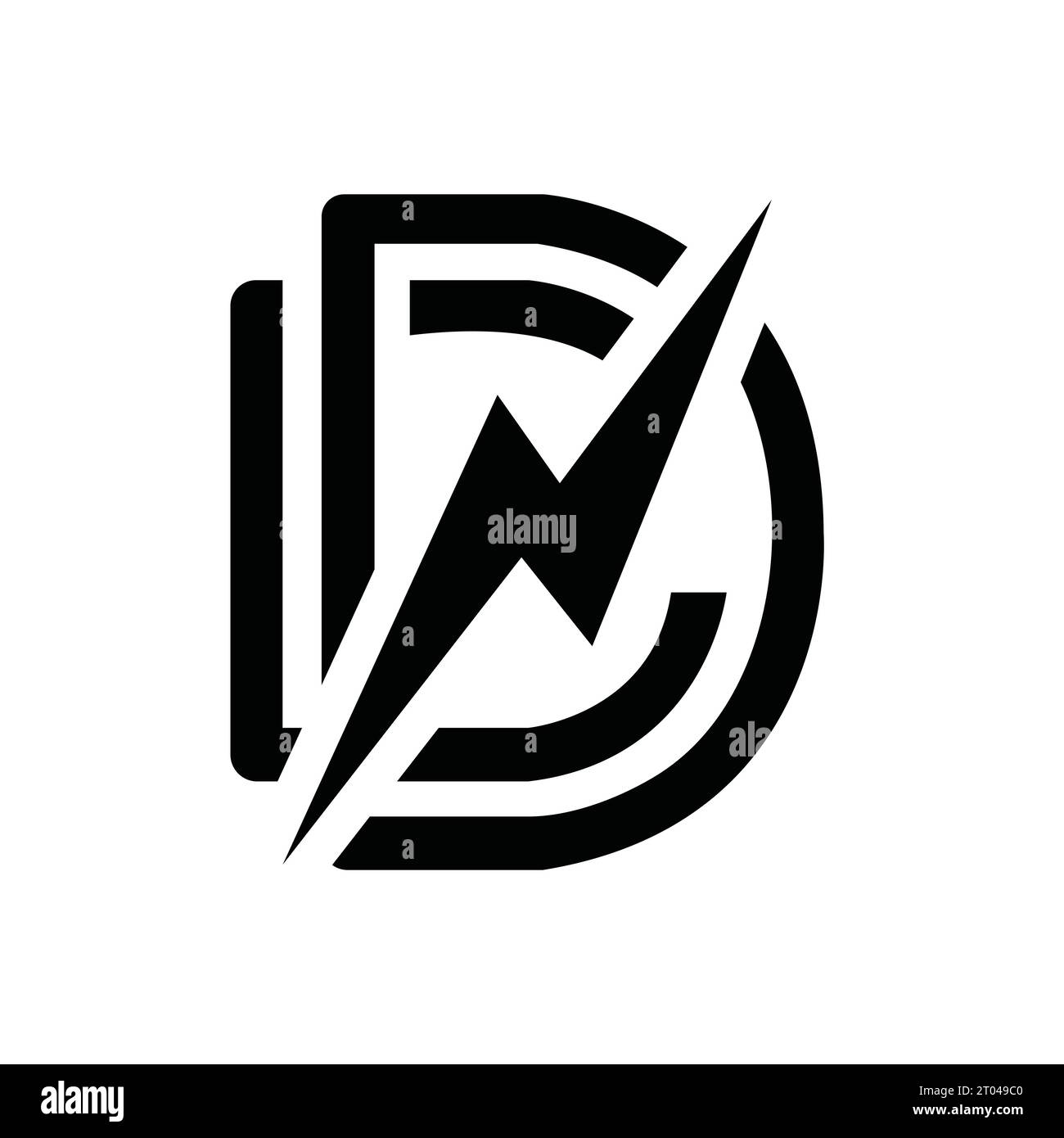 Logo lettre DC ou CD avec icône Lightning, combinaison de lettres logo Power Energy. Illustration de Vecteur