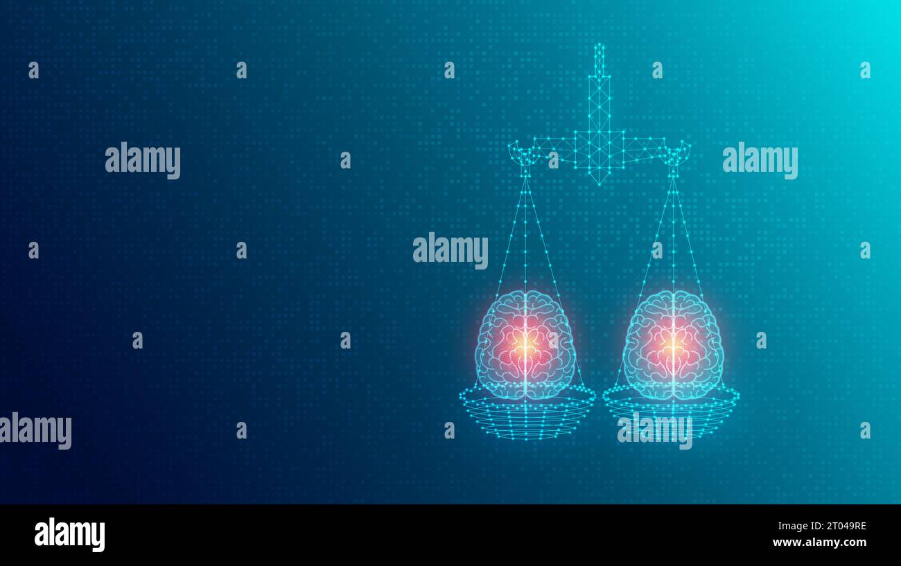 Neuroéthique - la neuroscience de l'éthique et l'éthique des neurosciences - éthique appliquée à l'intelligence artificielle - Illustration conceptuelle Banque D'Images