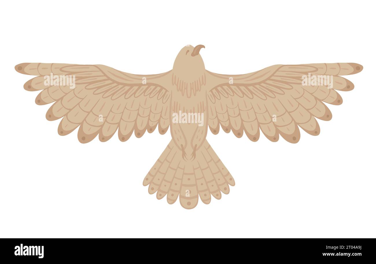 Clipart plate vectorielle d'un aigle avec des ailes écartées isolées de l'arrière-plan. Illustration décorative dessinée à la main d'un oiseau volant. Drawin ornithologique Illustration de Vecteur