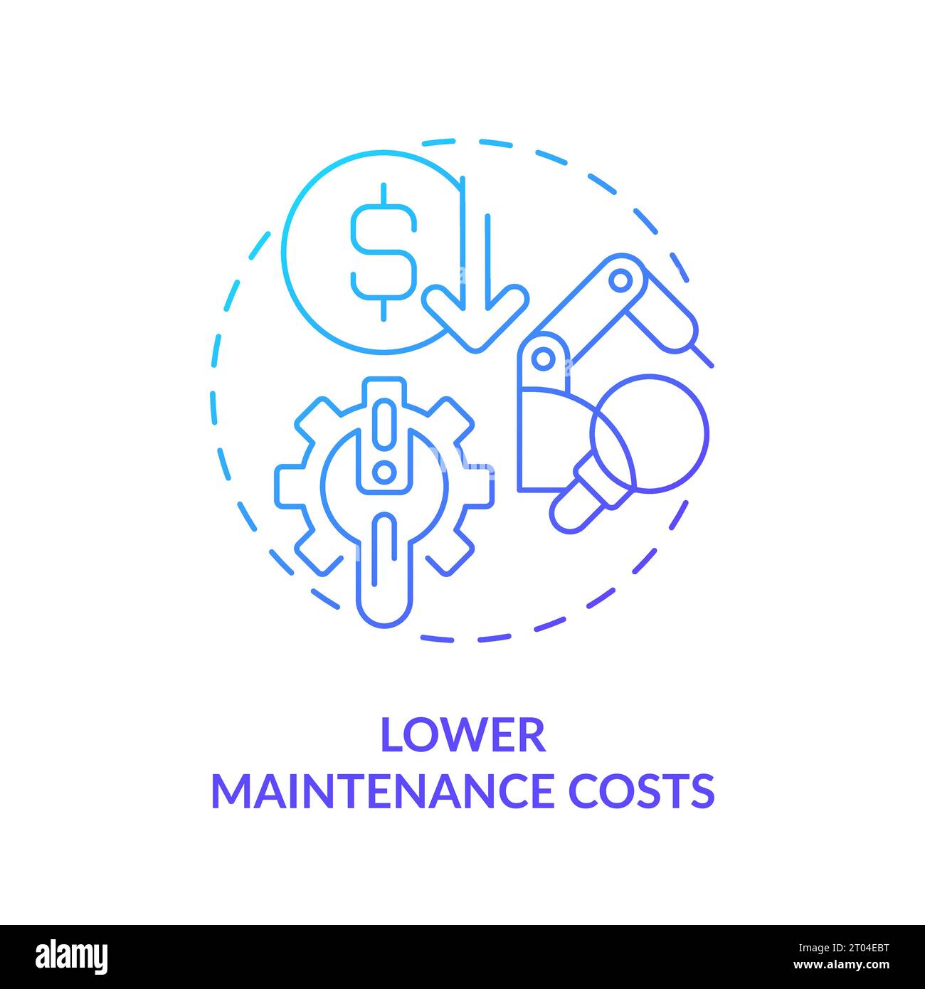 Icône de gradient fin 2D concept de réduction des coûts de maintenance Illustration de Vecteur