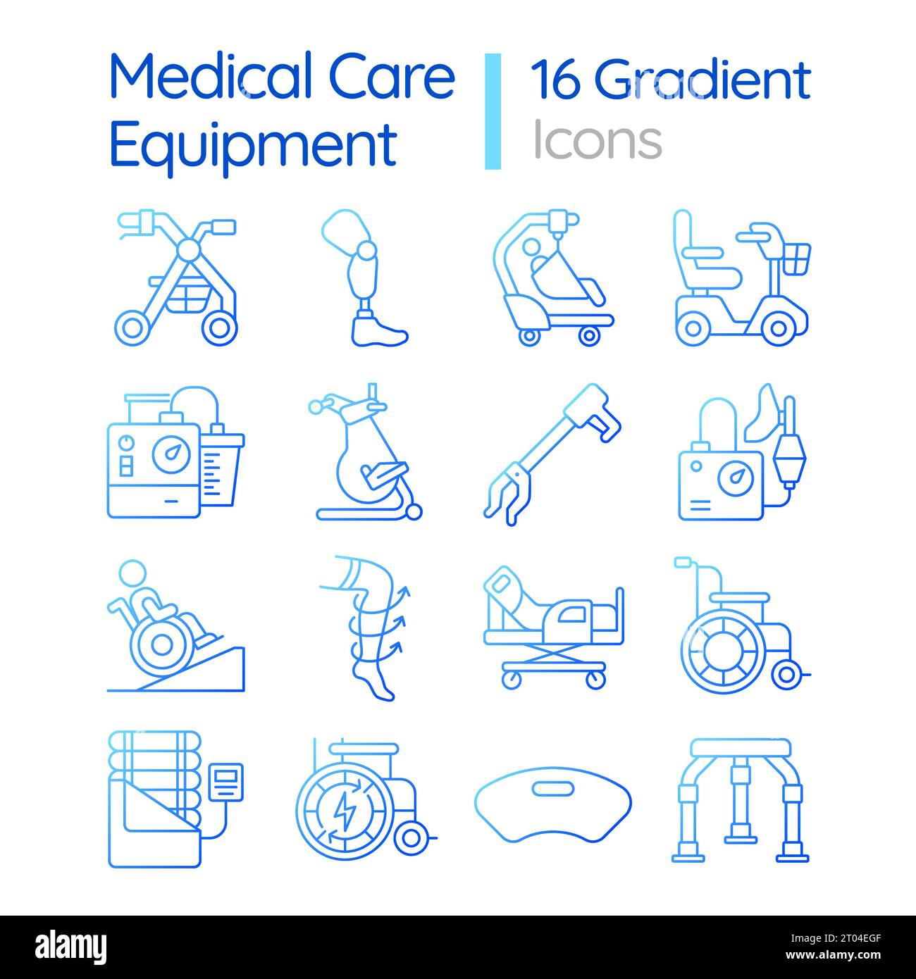 Pack d'icônes d'équipement médical à gradient pixel Perfect Illustration de Vecteur