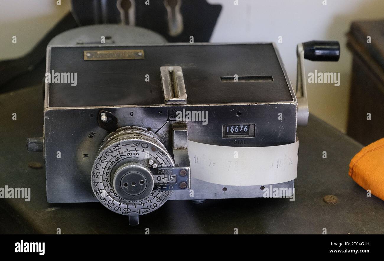 Musée du trolleybus Santoft. Machine à billets pour conducteurs. Banque D'Images