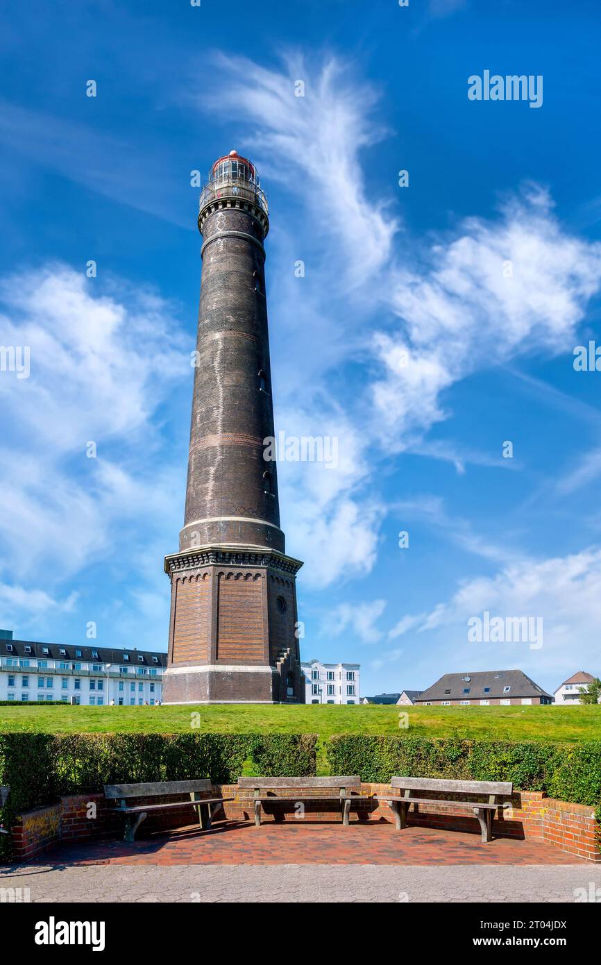 Le nouveau phare sur l'île de Borkum, Allemagne Banque D'Images