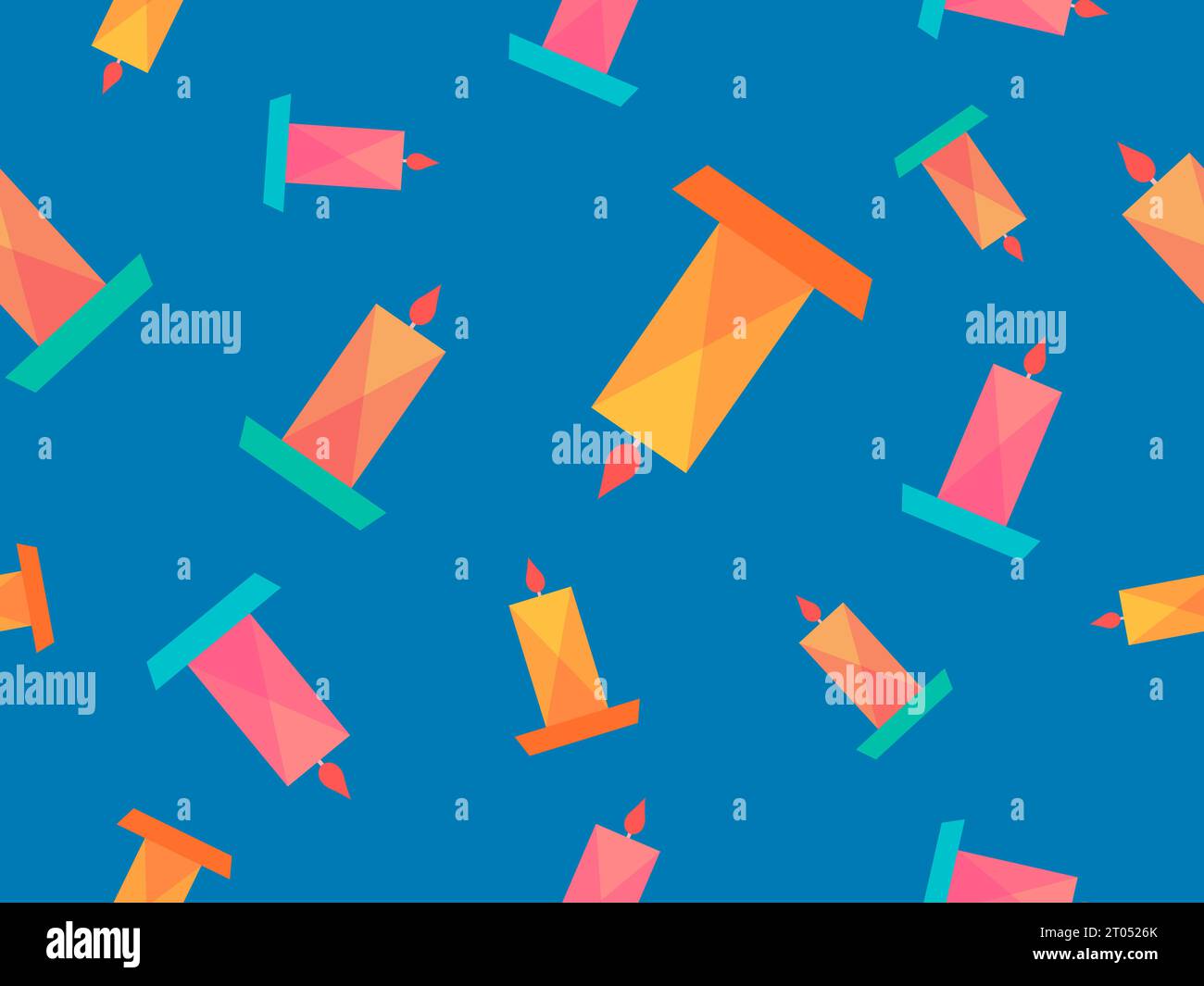 Motif sans couture de bougies. Bougies allumées multicolores sur une soucoupe. Motif de Noël avec des bougies. Conception de vacances de Noël et du nouvel an pour papiers peints, Illustration de Vecteur