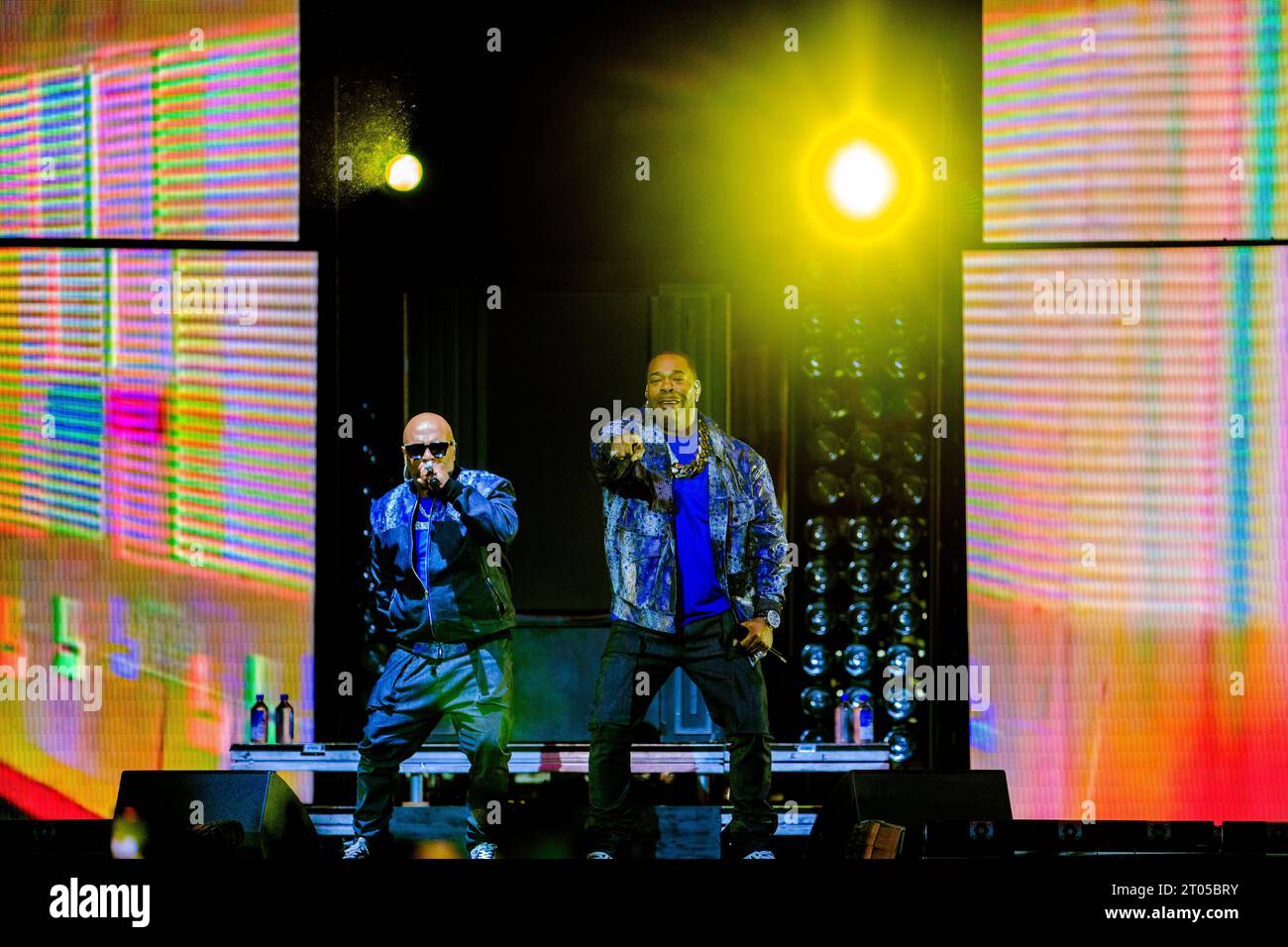 Copenhague, Danemark. 30 septembre 2023. Le rappeur américain Busta Rhymes (à droite) donne un concert live au Royal Arena de Copenhague dans le cadre du final Lap Tour 2023. Banque D'Images