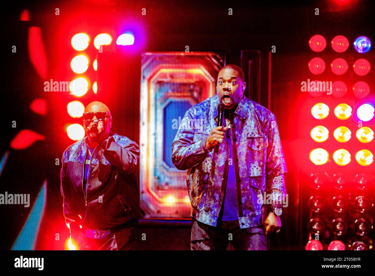 Copenhague, Danemark. 30 septembre 2023. Le rappeur américain Busta Rhymes (à droite) donne un concert live au Royal Arena de Copenhague dans le cadre du final Lap Tour 2023. Banque D'Images