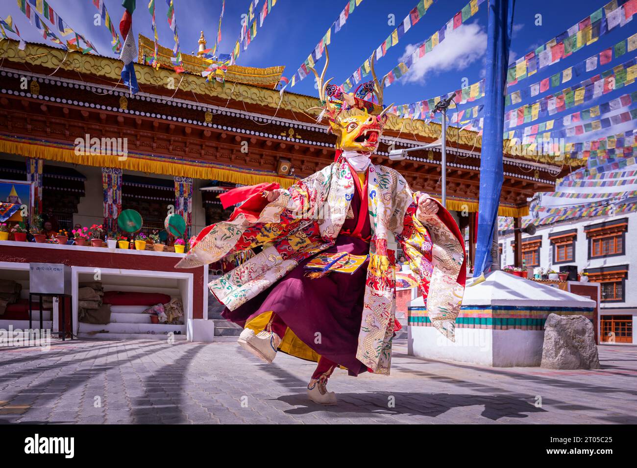 Cham dance (danse masque), Leh, Ladakh, Inde Banque D'Images