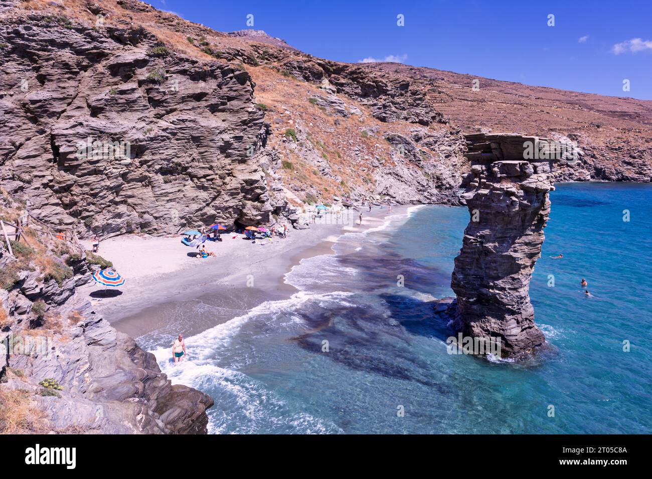 TIS Grias à Pidima Beach, Andros , Grèce Banque D'Images