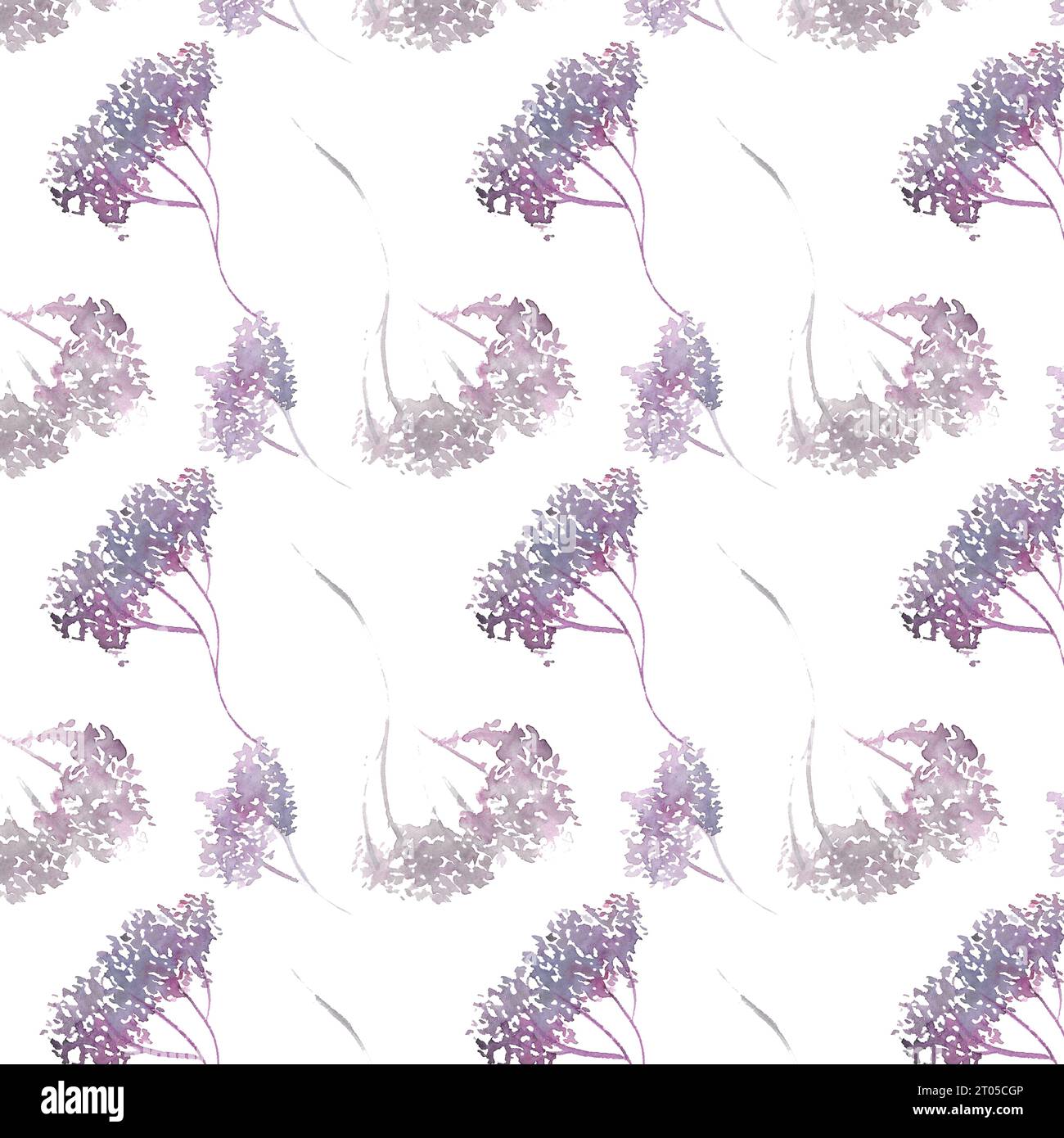 fleurs d'aquarelle, motif de brindilles avec des feuilles dessinées à la main à l'aquarelle, impression sans couture Banque D'Images