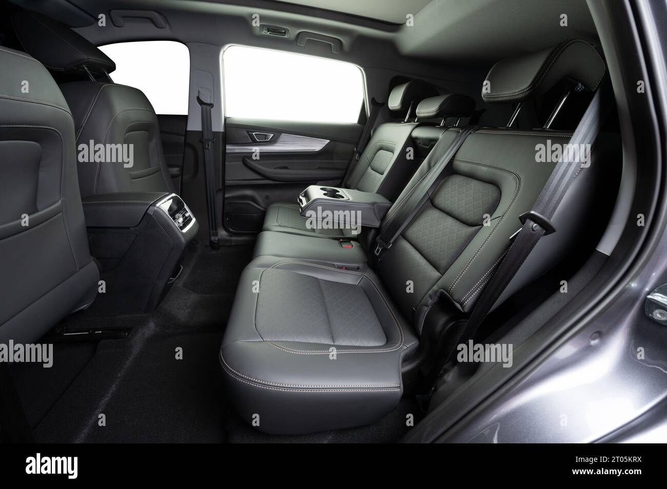 Thème du service de nettoyage de l'intérieur de la voiture. Nettoyer les sièges arrière en cuir des vus Banque D'Images