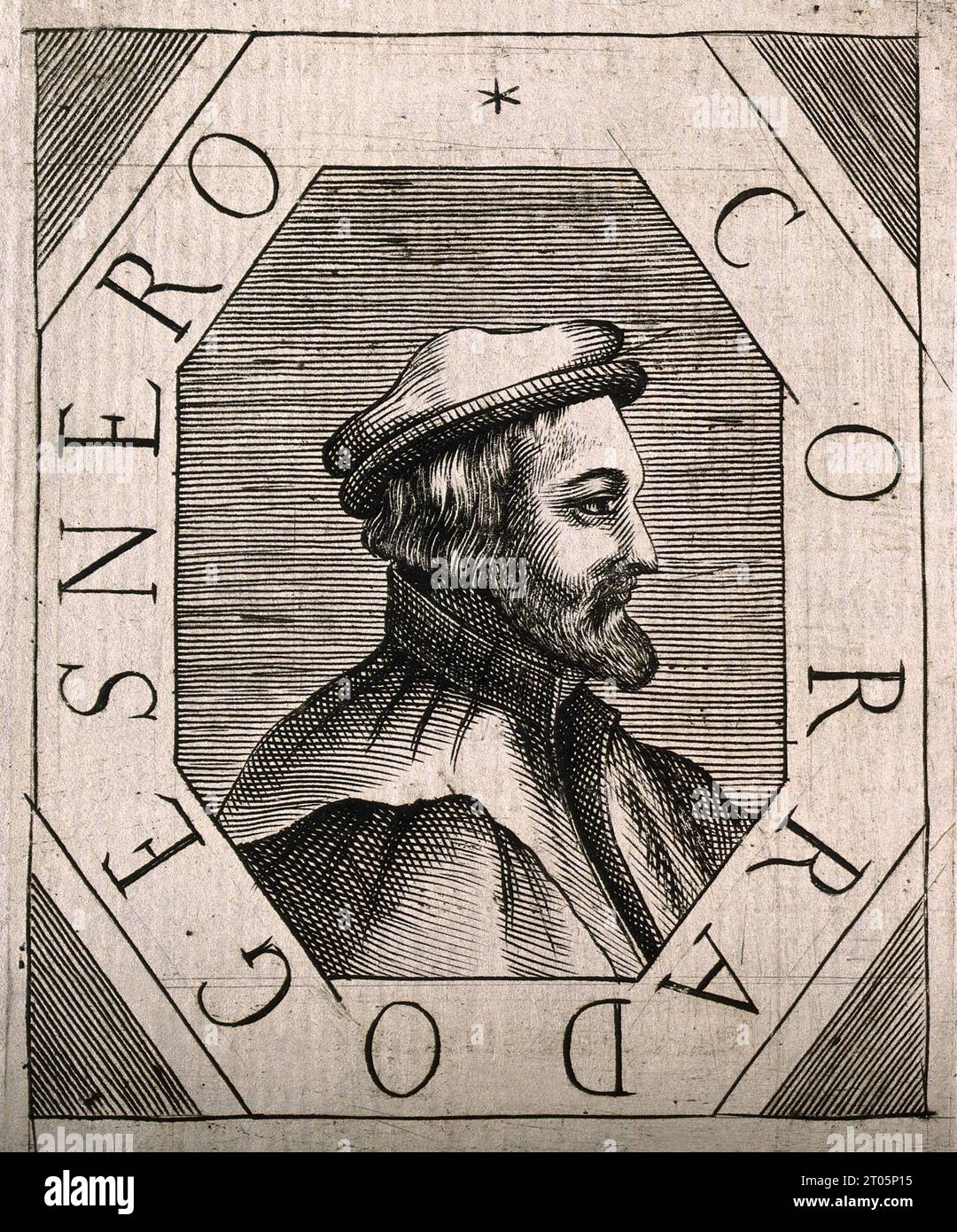 Conrad Gessner, 1516 – 1565, était un médecin, naturaliste, bibliographe et philologue suisse, gravure au trait 1666 Banque D'Images