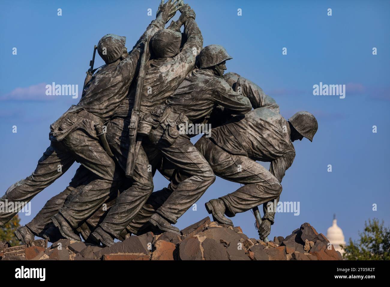 ROSSLYN, ARLINGTON, VIRGINIA, USA - détail du mémorial de guerre du corps des Marines des États-Unis Iwo Jima. Banque D'Images