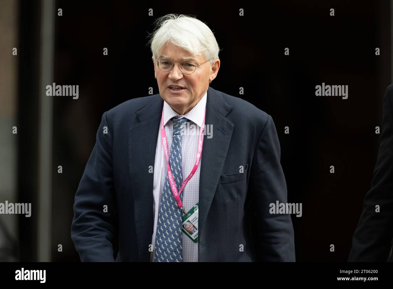 Andrew Mitchell député lors du dernier jour de la conférence du Parti conservateur au Manchester Central Convention Complex, Manchester le mercredi 4 octobre 2023. (Photo : Pat Scaasi | MI News) crédit : MI News & Sport / Alamy Live News Banque D'Images