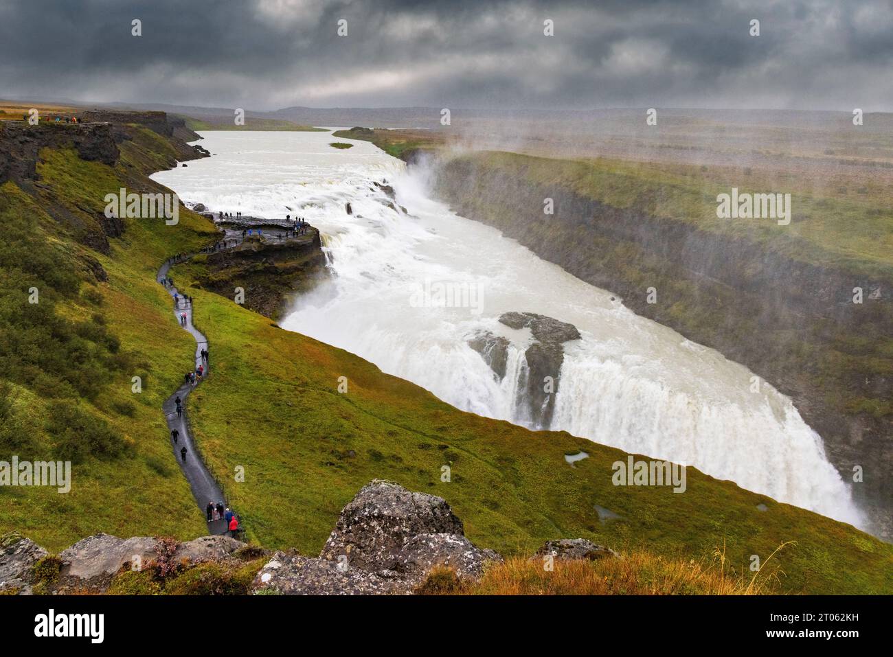 Gullfoss Waterfall Iceland, une grande chute d'eau célèbre sur le circuit du cercle d'Or, Reykjavik, Islande Europe. Voyage Islande. Banque D'Images