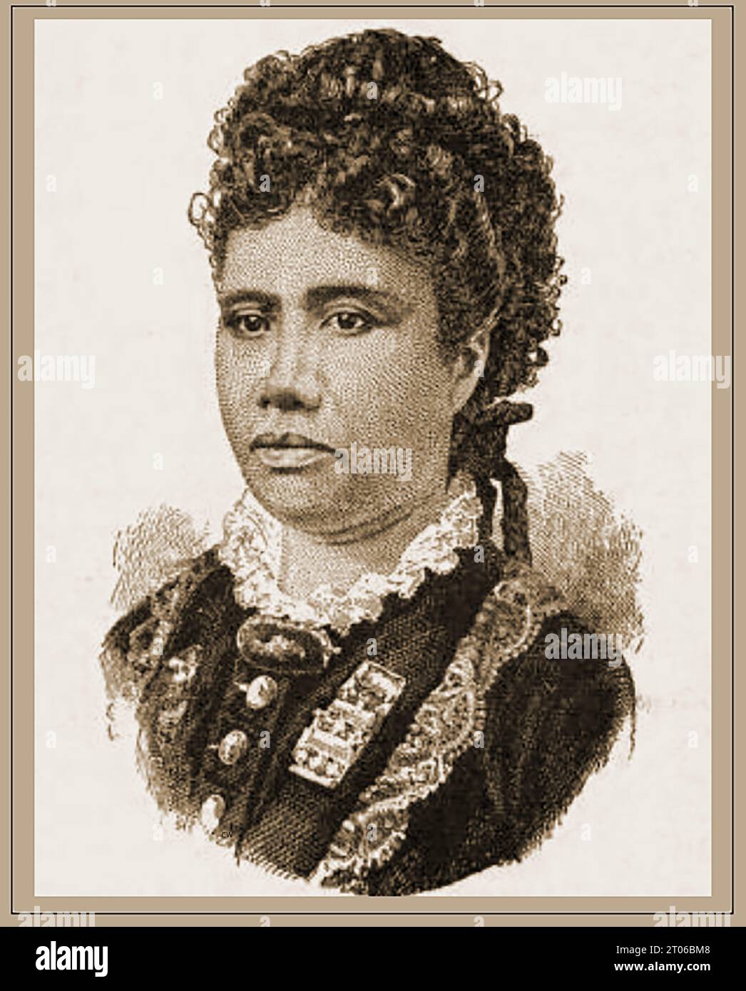 Portrait de Mme Dominis sœur du roi des îles Sandwich en 1888 Banque D'Images