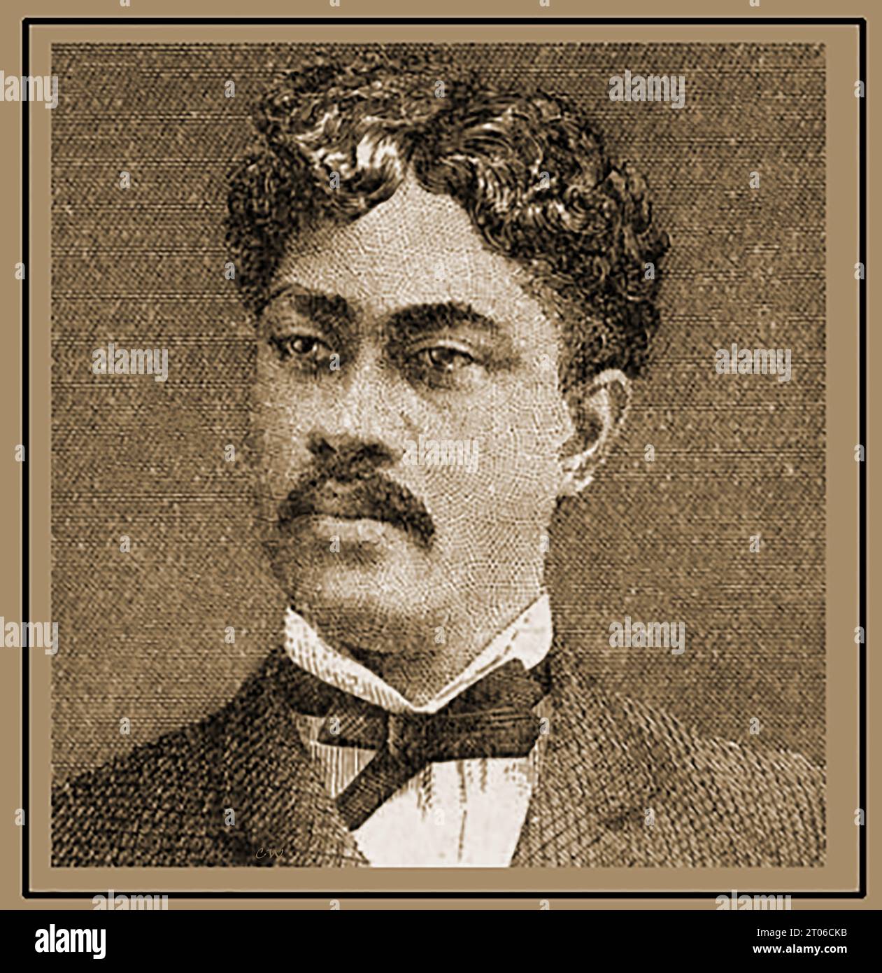 1888 portrait de LELIOHOKU frère du roi KALAKAUA d'Hawaï. Nommé prince William Pitt Leleiohoku II (1854-1877). Il est poète et compositeur de nombreuses chansons hawaïennes mele Banque D'Images