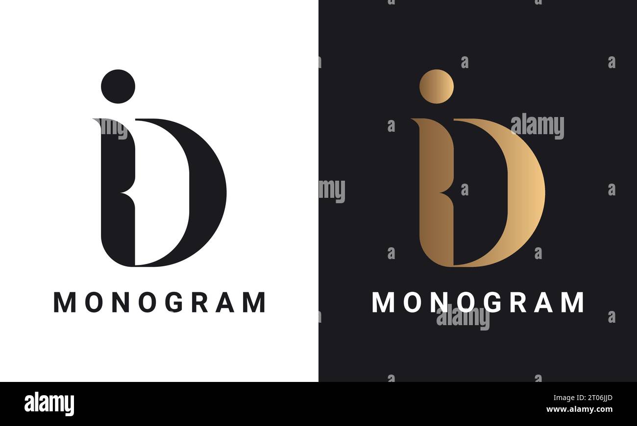 Design de logo de lettre de texte initiale DI ou ID monogramme de luxe Illustration de Vecteur