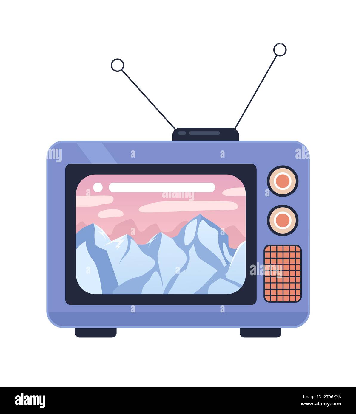 Montagnes rocheuses sur l'objet de dessin animé 2D tv des années 1980 Illustration de Vecteur