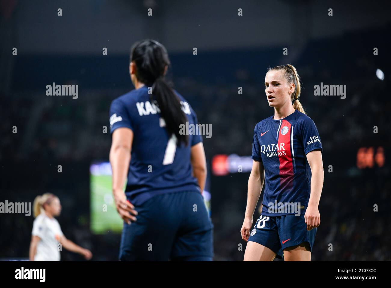 Paris, France. 01 octobre 2023. Jade le Guilly lors du D1 Arkema Women football Match Paris Saint-Germain (PSG) VS Olympique Lyonnais Lyon (OL) au Parc des Princes à Paris, France le 1 octobre 2023. Crédit : Victor Joly/Alamy Live News Banque D'Images