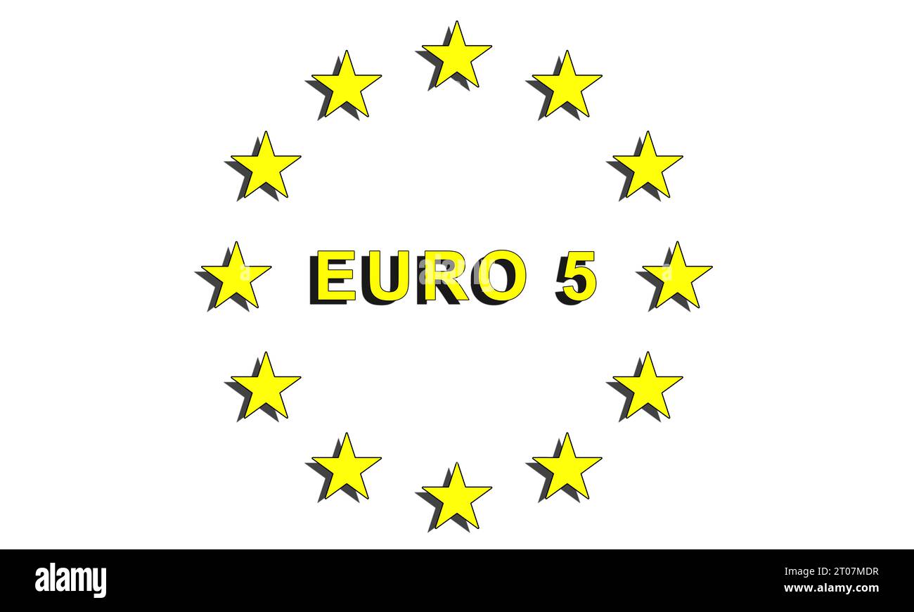 Euro 5, pour les voitures à moteur à combustion interne, moteurs diesel, inférieur à Euro 7, il y aura un bloc pour l'ajout de nouveaux niveaux d'émissions. TH Banque D'Images