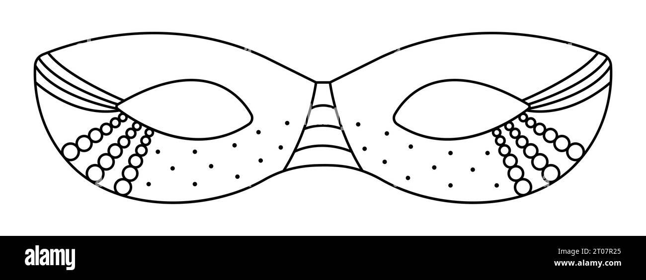 Masque de mascarade de ligne noire, illustration vectorielle pour le carnaval et la fête Illustration de Vecteur
