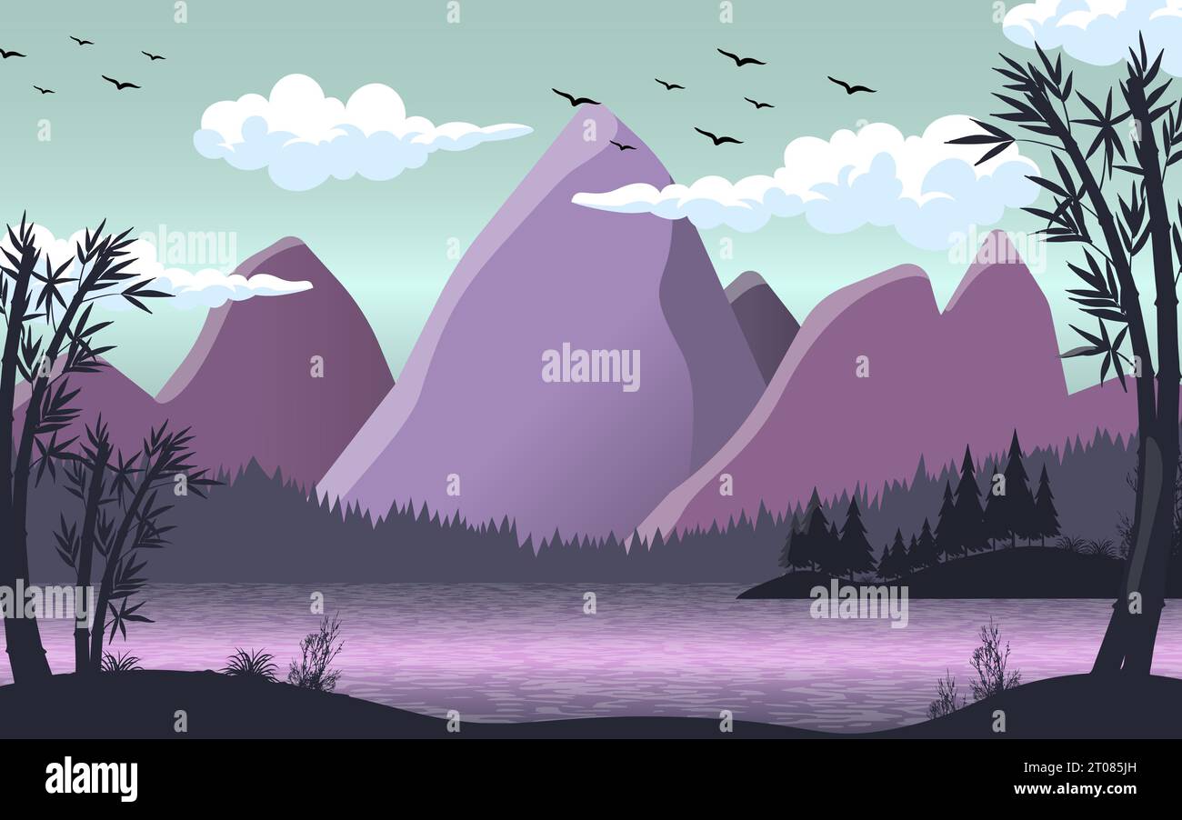 Nature Paysage Illustration vectorielle, fond d'écran, fond d'écran, Art numérique Illustration de Vecteur