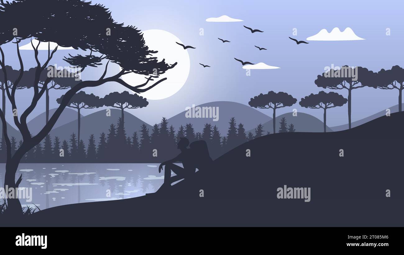 Nature Paysage Illustration vectorielle, fond d'écran, fond d'écran, Art numérique Illustration de Vecteur