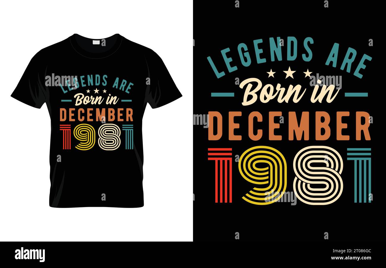 T-shirt 42nd anniversaire les légendes sont nées en décembre 1981 T-shirt cadeau Happy Birthday Illustration de Vecteur
