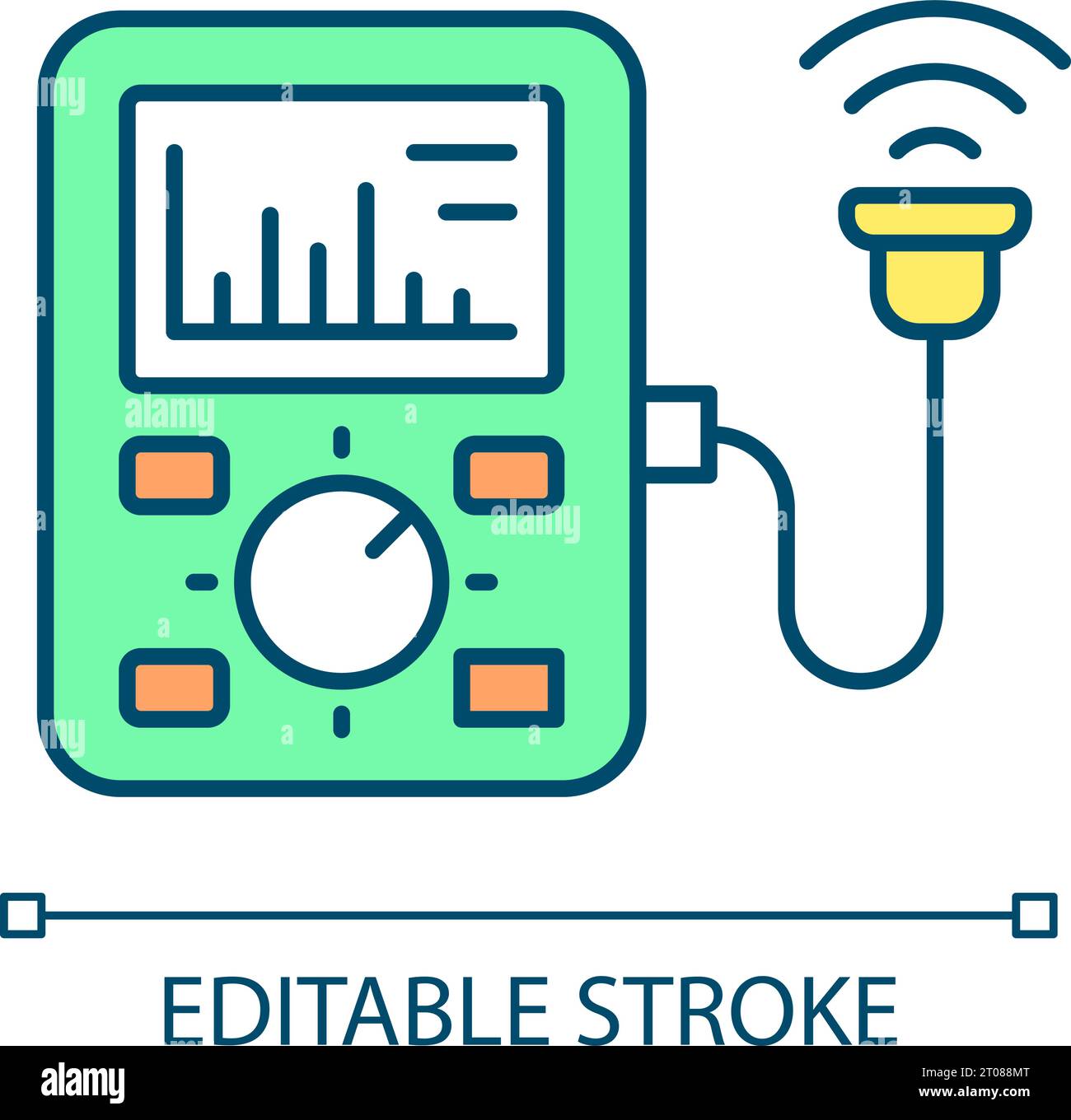Icône d'analyse ultrasonique à ligne fine colorée 2D modifiable Illustration de Vecteur