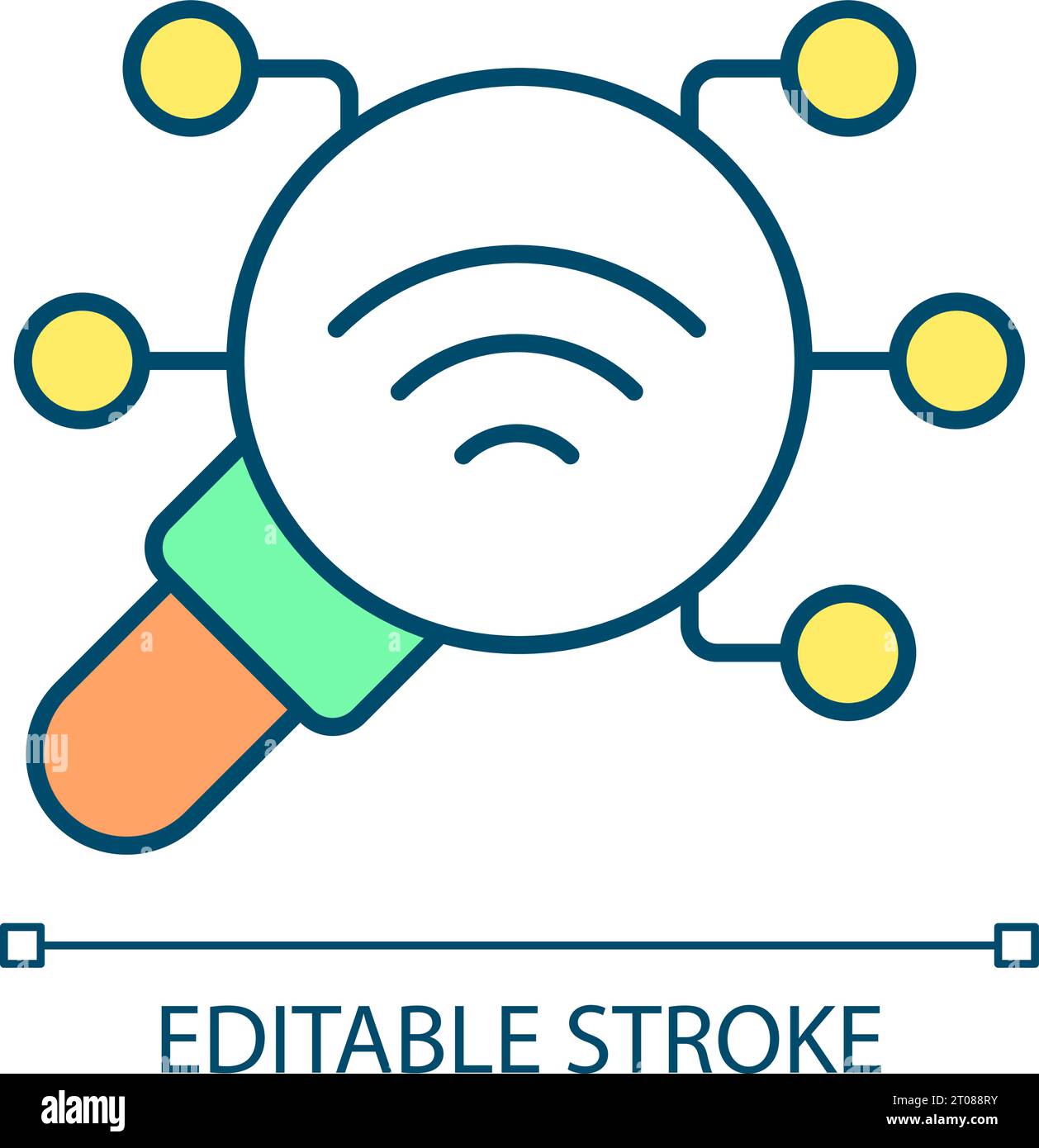 Icône de ligne fine colorée modifiable en 2D établissant des lignes de base Illustration de Vecteur