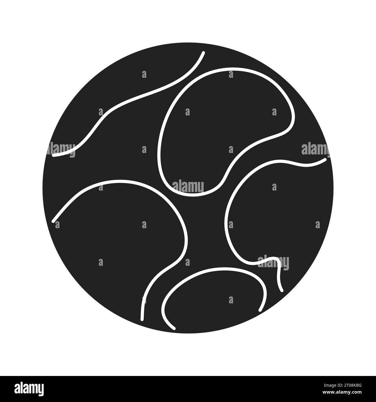 Objet de dessin animé 2D noir et blanc de sphère de planète tachetée au charbon Illustration de Vecteur