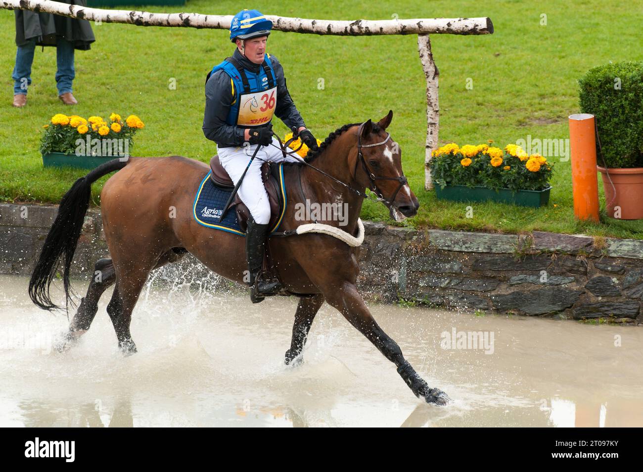 Niklas LINDBÄCK SWE Aktion auf Mister Pooh Vielseitigkeit, Cross Country CHIO Aachen 2013 in Aachen, Deutschland am 29.06.2013 Banque D'Images