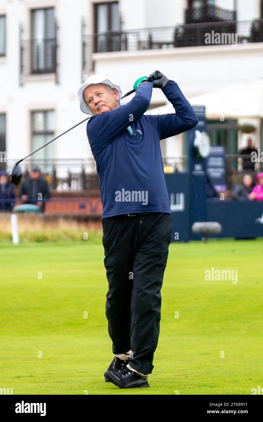 Carnoustie, Écosse. 5 octobre 2023. Bill Murray fait ses débuts le jour 1 du Alfred Dunhill Links Championship 2023. Crédit : Tim Gray/Alamy Live News Banque D'Images