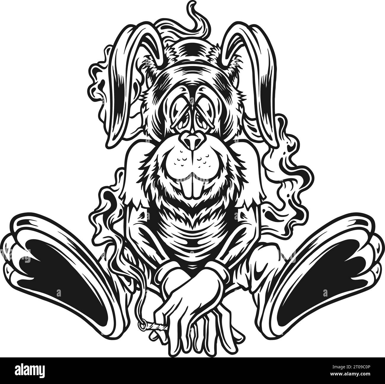 Bunny Psychedelic Smoke cannabis Experience illustrations vectorielles pour votre logo de travail, t-shirt de marchandises, autocollants et dessins d'étiquettes, affiche, Illustration de Vecteur