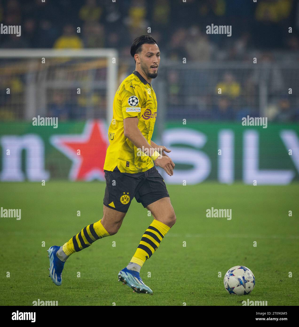 Dortmund, Allemagne. 04 Octobre 2023. Ramy Bensebaini (BVB) Borussia ...