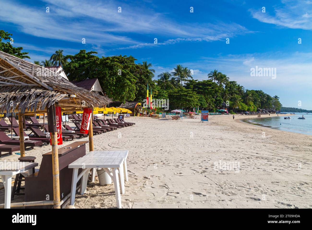 Paysage matinal de mer et de sable à Chaweng Beach, Ko Samui, Thaïlande Banque D'Images