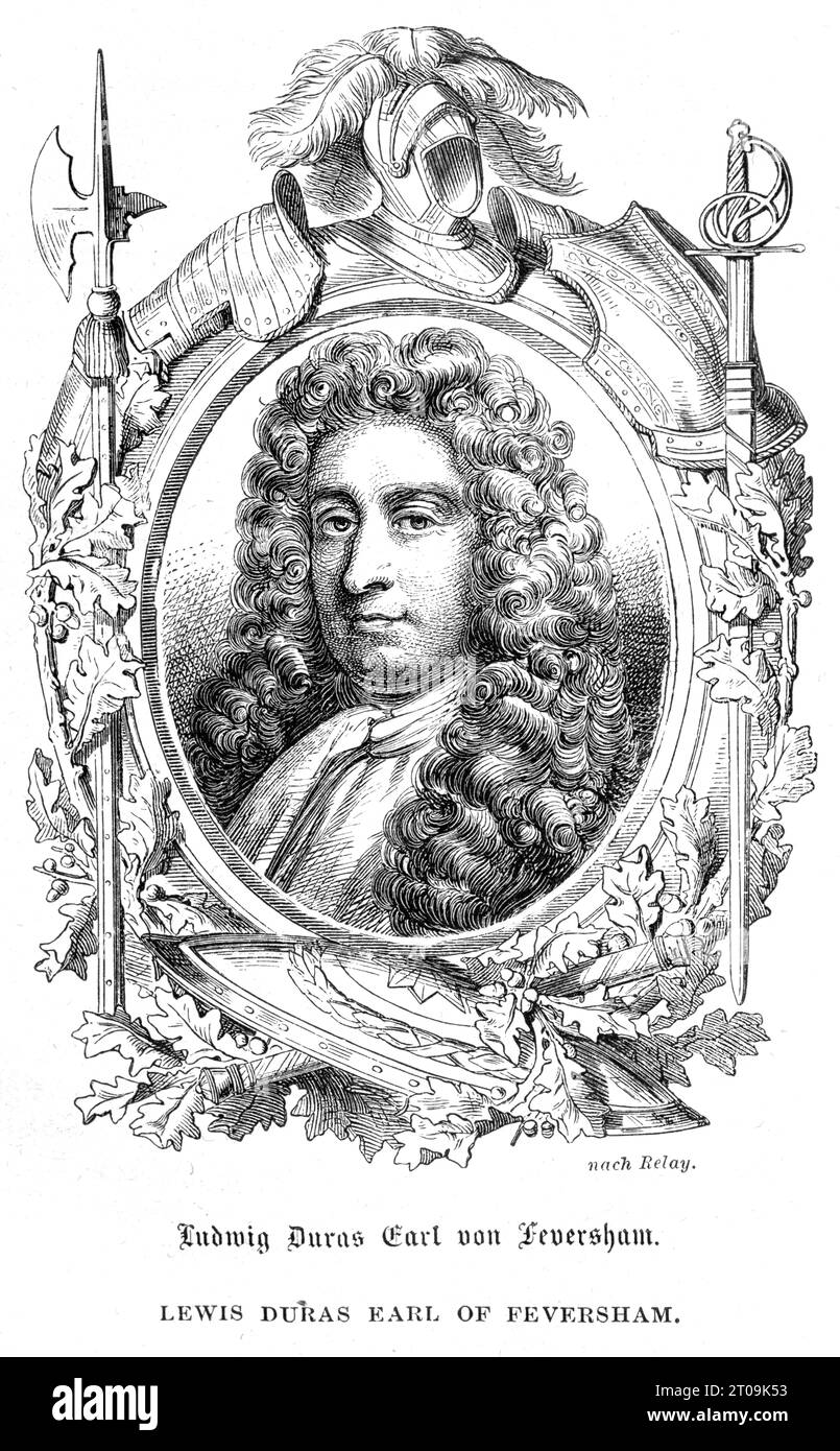 Europa, Großbritannien, Lewis Duras comte de Feversham, englischer Offizier, ( Louis de Duras ), Stahlstich aus ' Geschichte von England ' ( 2. Band ) von Thomas Babington Macaulay , übersetzt von Wilhelm Beseler , Druck und Verlag von George Westermann, Braunschweig, 1863 . / Europe, Grande-Bretagne, Lewis Duras comte de Feversham, officier anglais, ( Louis de Duras ), gravure sur acier de ' l'histoire de l'Angleterre ' (deuxième tome ) par Thomas Babington Macaulay , traduction allemande par Wilhelm Beseler , maison d'édition George Westermann, Braunschweig, 1863 . Banque D'Images