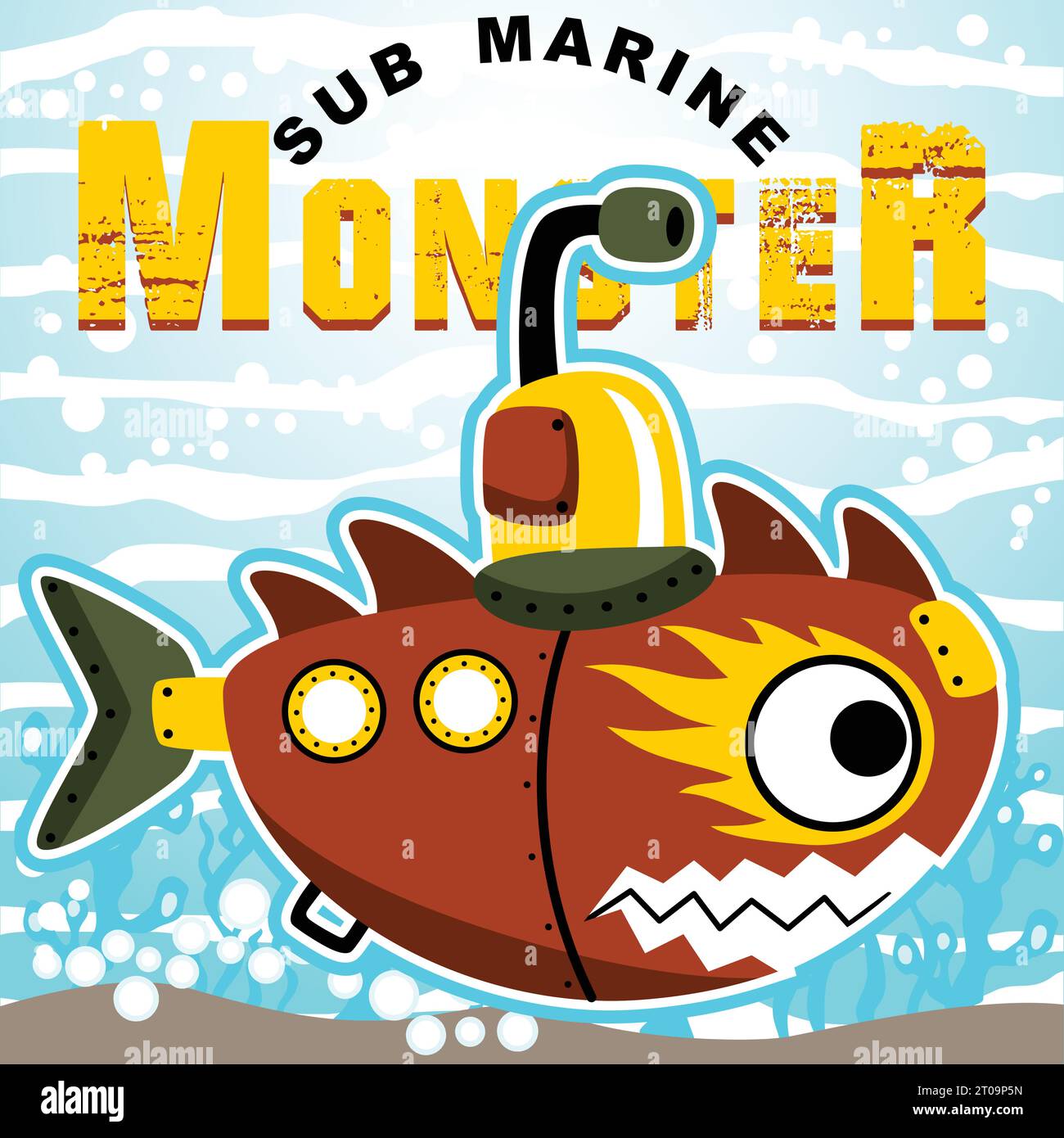 Monstre robot sous-marin, illustration de dessin animé vectoriel Illustration de Vecteur