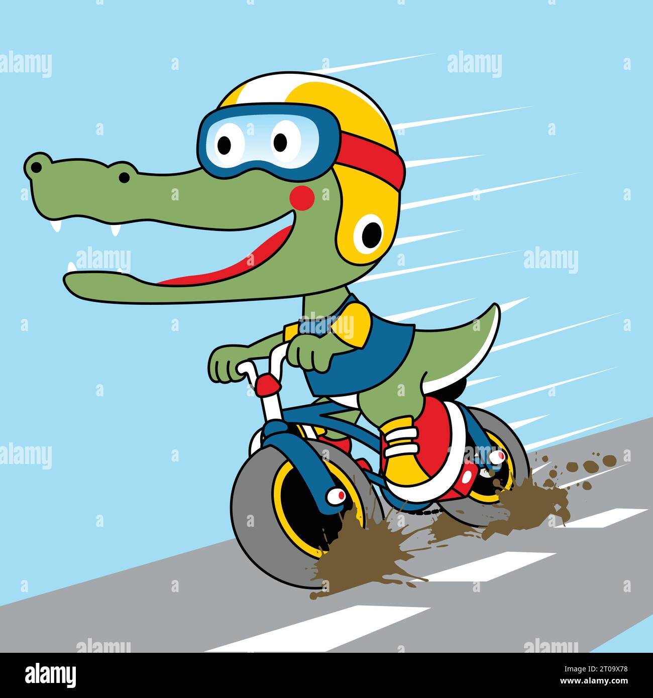 Dessin animé vectoriel de vélo d'équitation de crocodile Illustration de Vecteur