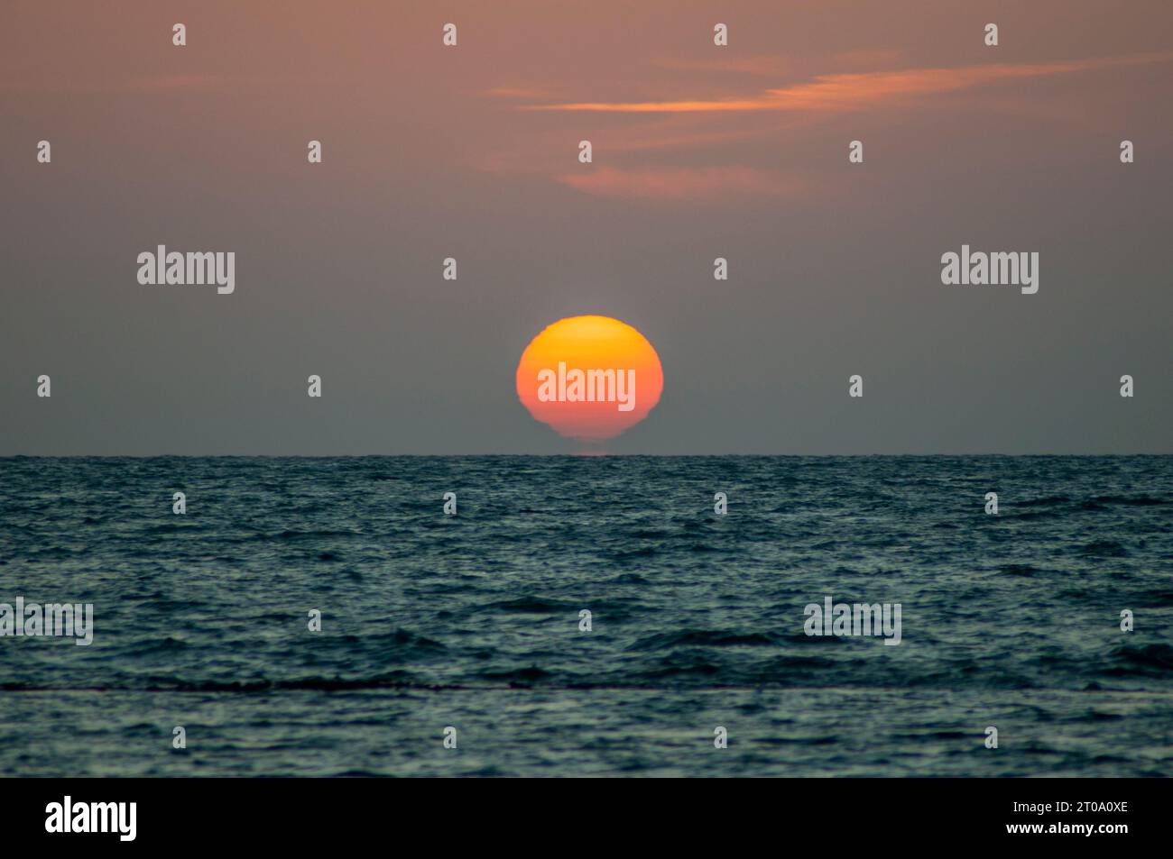 Puesta de sol en Costa Ballena, Chipiona Banque D'Images